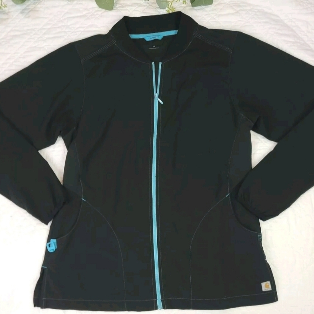 Carhartt Force Womens Black and Blue Full Zip Scrubs Jacket Size XL